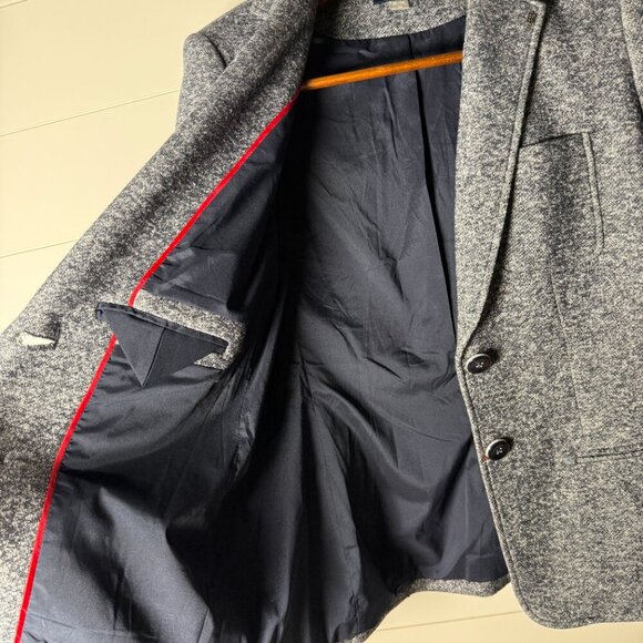 NWOT TOMMY HILFIGER Blazer Jacket Size 12 Navy Heathered Elbow Patches Lined - Picture 3 of 12